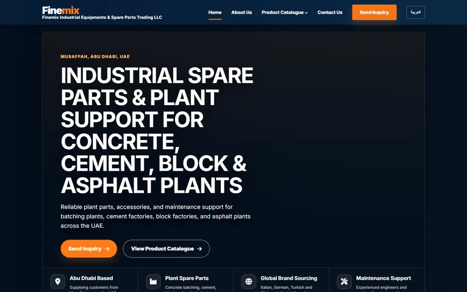 Homepage preview of the FineMix industrial equipment website